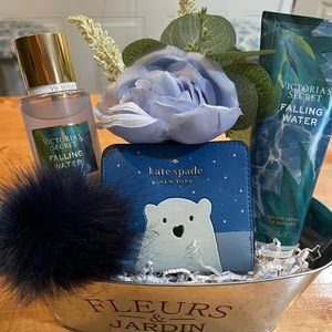 Kate Spade ♠️ wallet & VS body set BASKET BUNDLE and a purse pompom! Authentic.